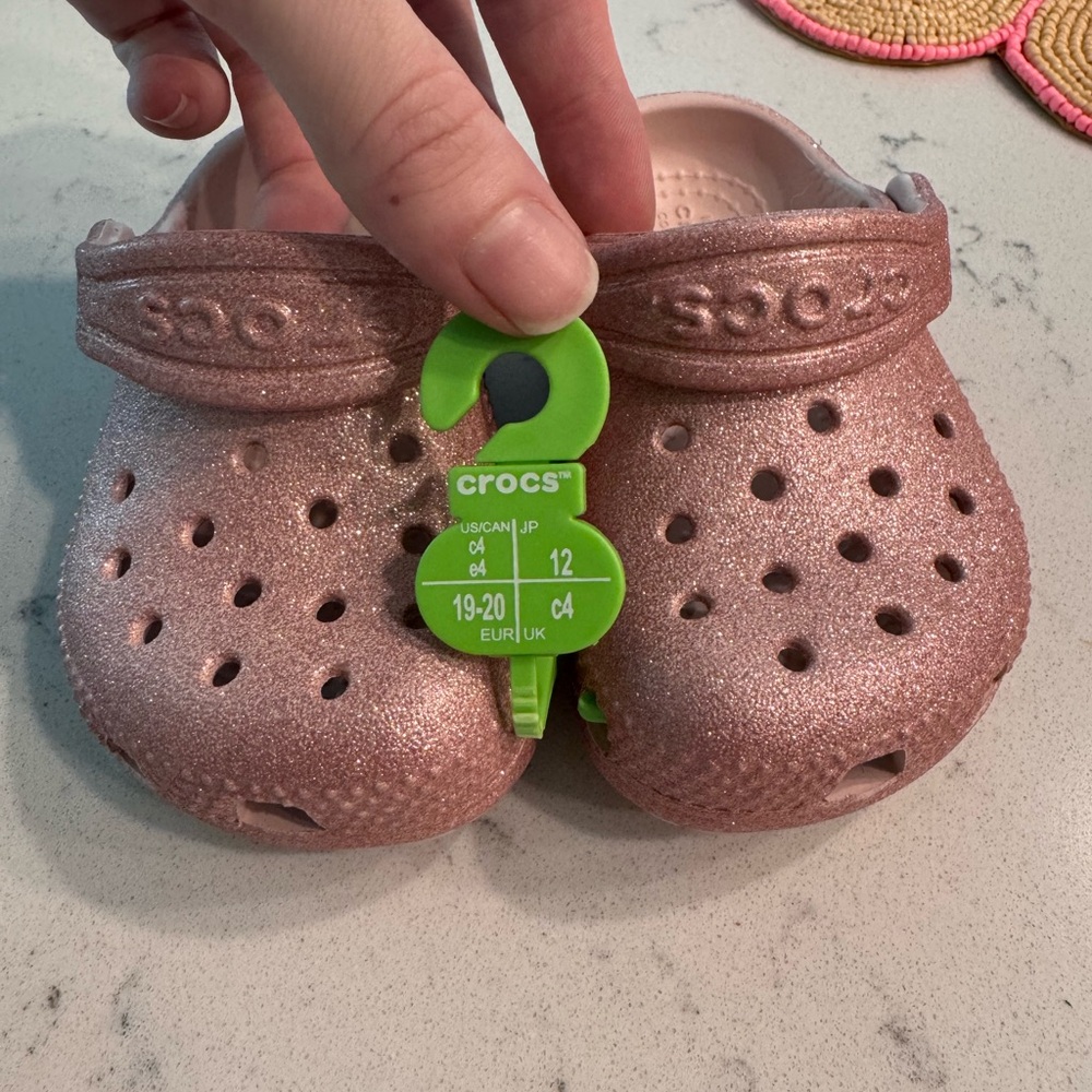 CROCS Kids Sparkly Sandals - Rose Gold